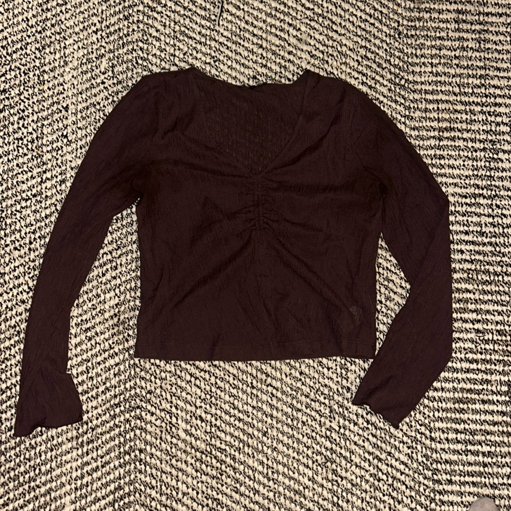 Madewell Brown Shirred Top